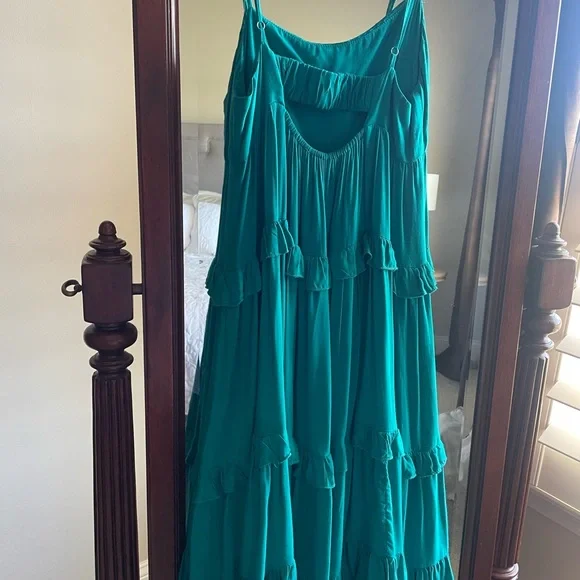 Teal Tiered Spaghetti Strap Dress - Picture 3 of 7